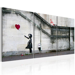 Foto schilderij - Er is altijd hoop (Banksy) - drieluik
