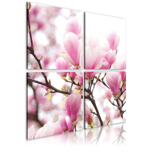 Foto schilderij - Blooming magnolia boom