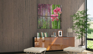 Foto schilderij - Bamboe en orchidee