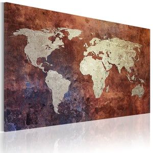 Foto schilderij - Rusty kaart van de Wereld