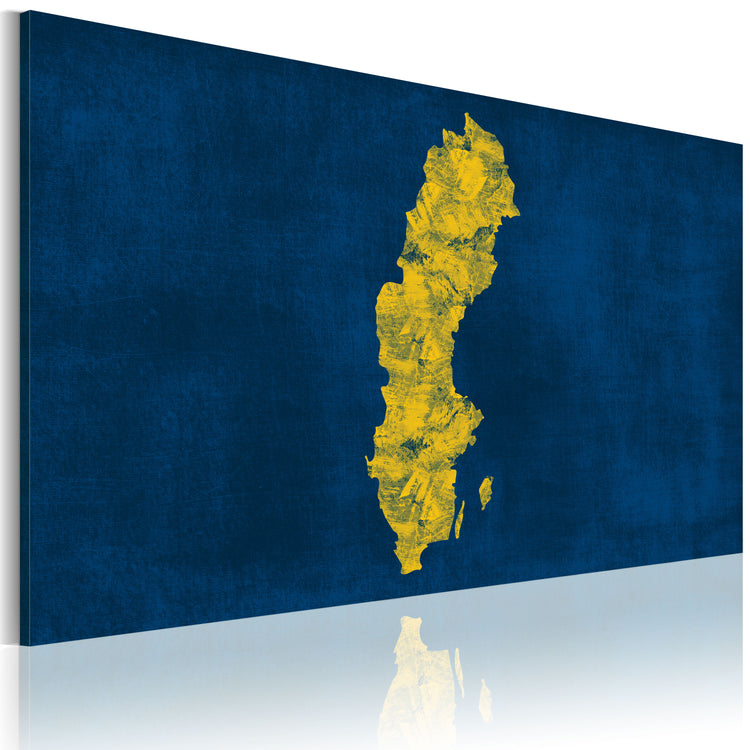 Foto schilderij - Geschilderd kaart van Zweden