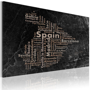 Foto schilderij - Text map of Spain on the blackboard