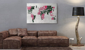 Foto schilderij - Kaart van de Wereld (Franse taal)