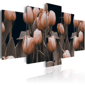 Foto schilderij - Tulpen in sepia