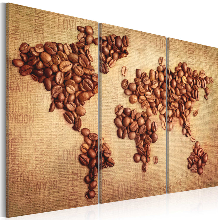 Foto schilderij - Koffie uit de hele wereld - triptiek
