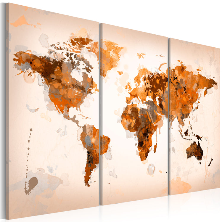 Foto schilderij - Map of the World - Desert storm - triptych