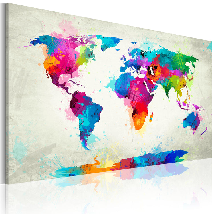 Foto schilderij - Map of the world - an explosion of colors