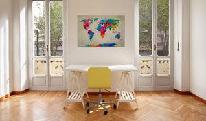 Foto schilderij - Map of the world - an explosion of colors