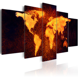 Foto schilderij - Kaart van de Wereld - Hete lava