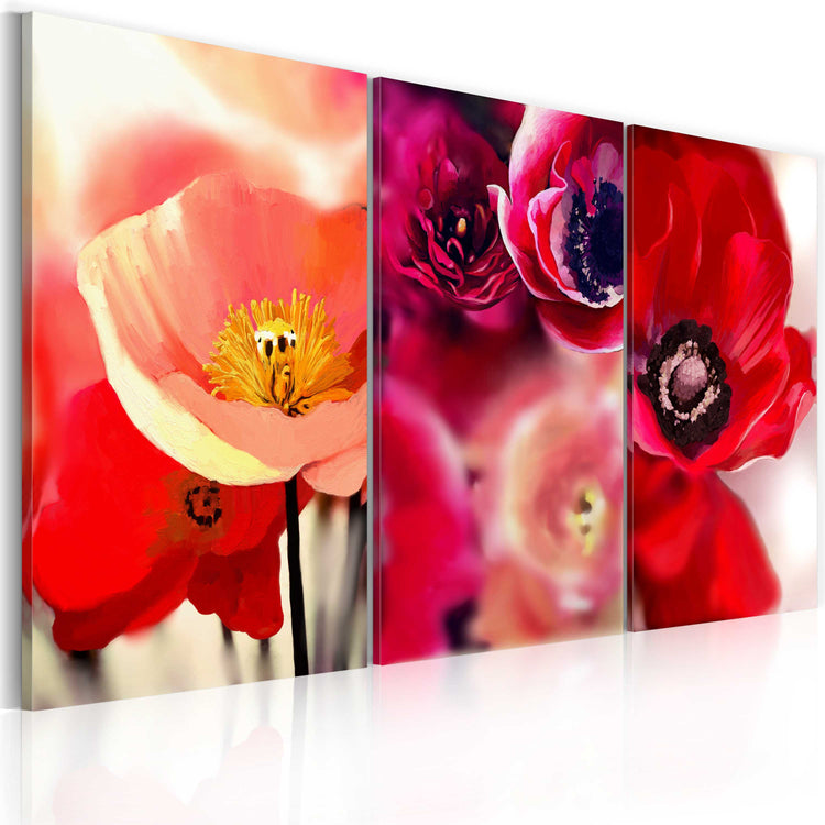 Foto schilderij - Poppies - drie perspectieven