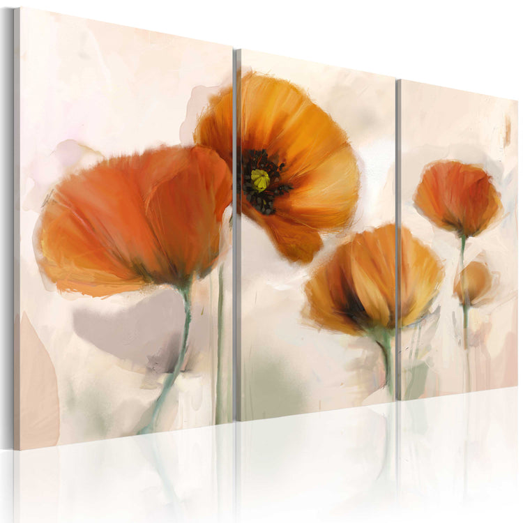 Foto schilderij - Artistic poppies - triptych