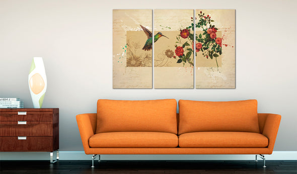 Foto schilderij - Kolibrie en rozen