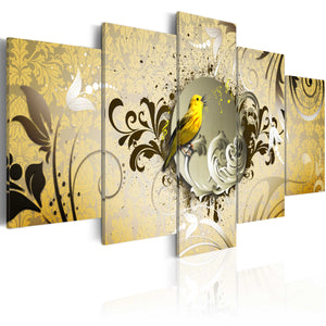 Foto schilderij - Yellow bird singing