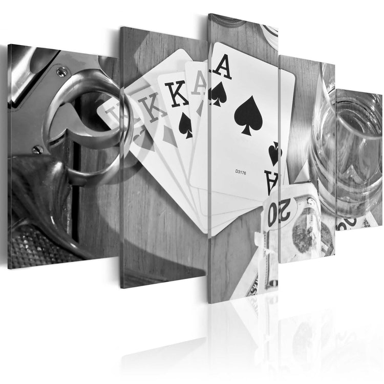 Foto schilderij - Poker night - black and white