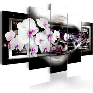 Foto schilderij - Orchids on a black background