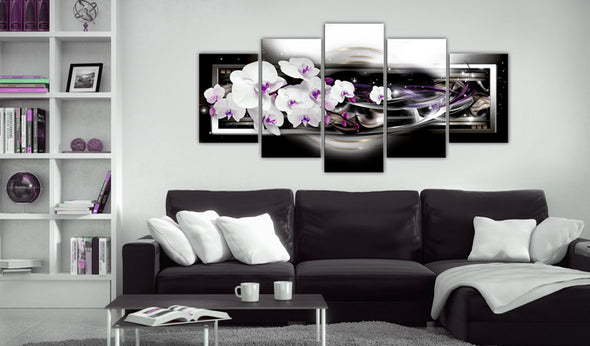 Foto schilderij - Orchids on a black background