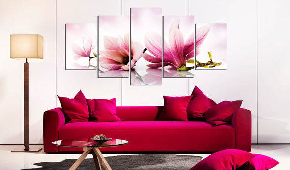 Foto schilderij - Magnolias: pink flowers
