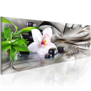 Foto schilderij - Zen composition: bamboo, orchid and stones