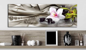 Foto schilderij - Zen composition: orchid, bamboo and stones