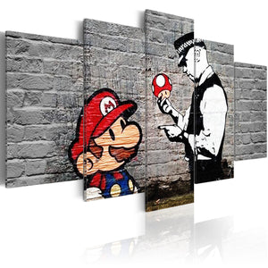 Foto schilderij - Super Mario Mushroom Cop (Banksy)