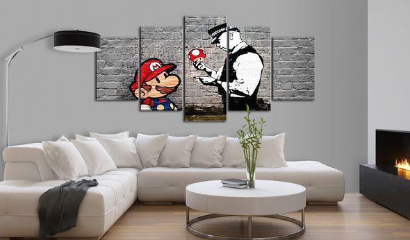 Foto schilderij - Super Mario Mushroom Cop (Banksy)
