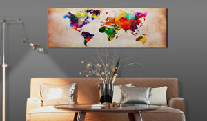 Foto schilderij - World Map: Colourful Ramble