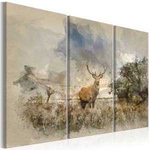 Foto schilderij - Deer in the Field I