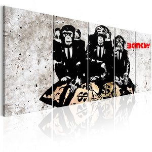Foto schilderij - Banksy: Three Monkeys