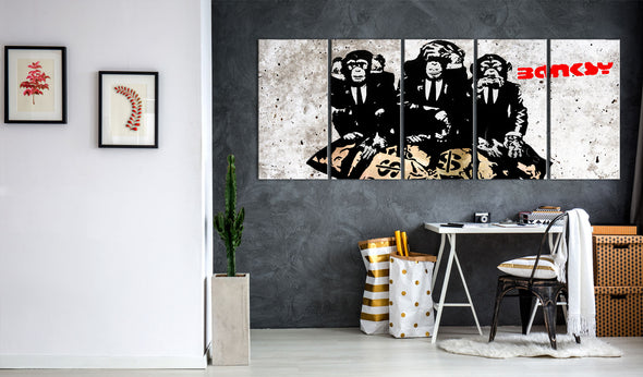 Foto schilderij - Banksy: Three Monkeys