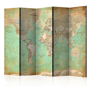 Kamerscherm - Turquoise World Map