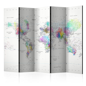 Kamerscherm - Room divider  White-colorful world map