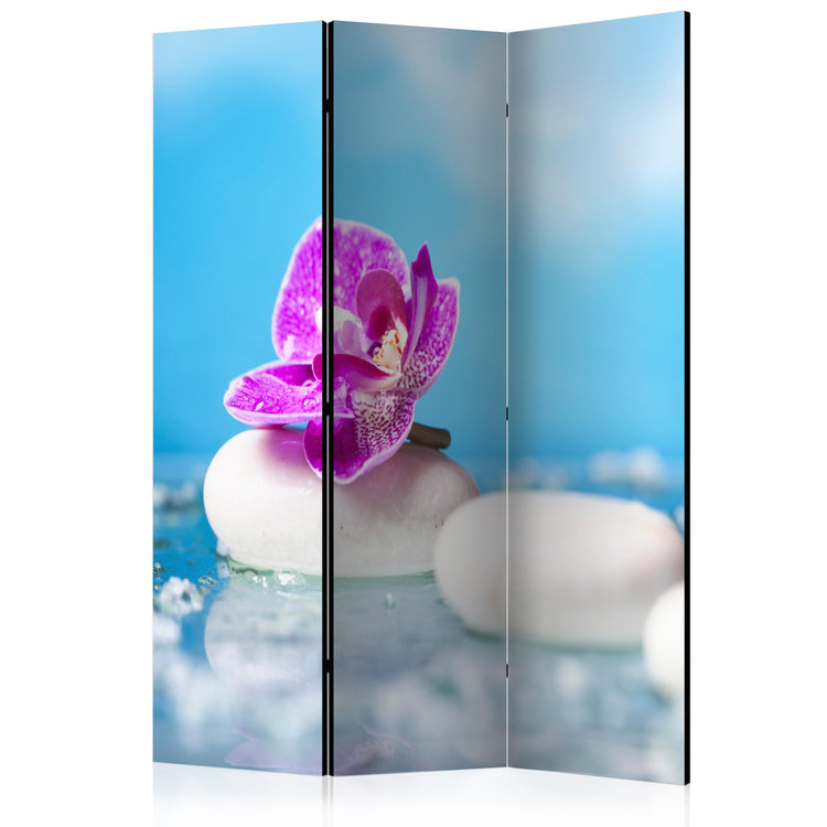 Kamerscherm - Pink Orchid and white Zen Stones