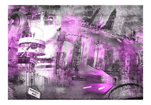 Fotobehang - Berlin - collage (violet)