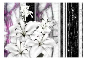 Fotobehang - Crying lilies on purple marble