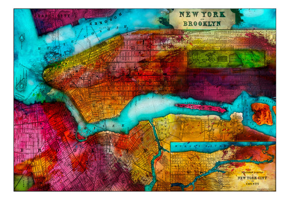 Fotobehang - Northern portion of new york city - map