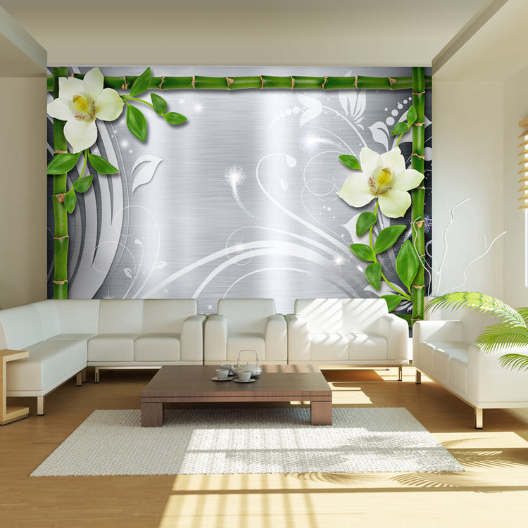 Fotobehang - Bamboo and two orchids