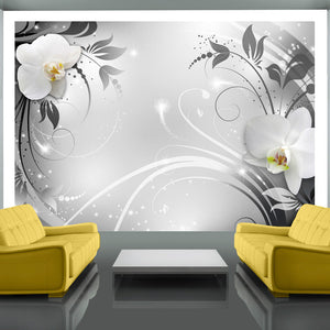 Fotobehang - Orchids on silver