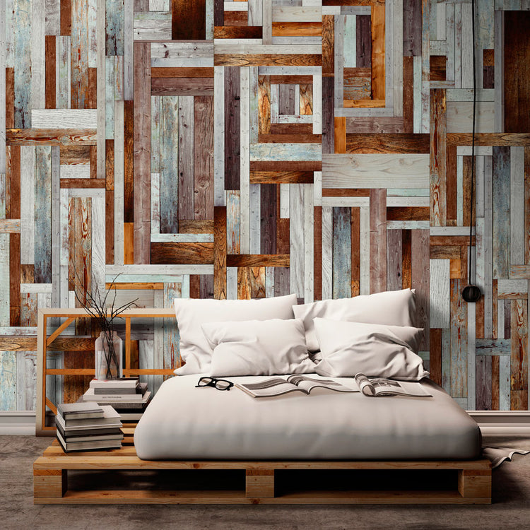 Fotobehang - Labyrinth of wooden planks