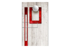 Fotobehang - Concrete, red frames and white knobs