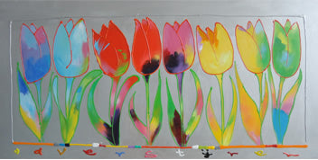 Schilderij Tulpen op een rij