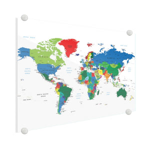 Wereldkaart op plexiglas - Alle landen