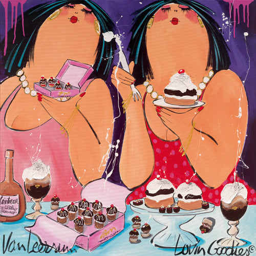 Dikke dames schilderij Lovin Goodies (Plexiglas)