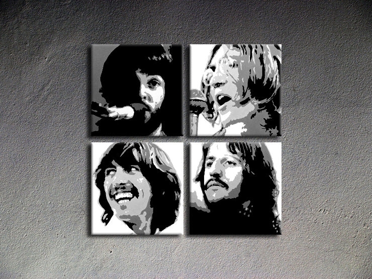 Popart schilderij Beatles 4 delig 2