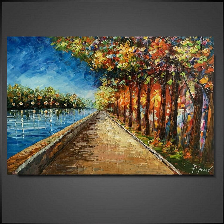 Olieverf schilderij By the Lake 120 x 80 cm