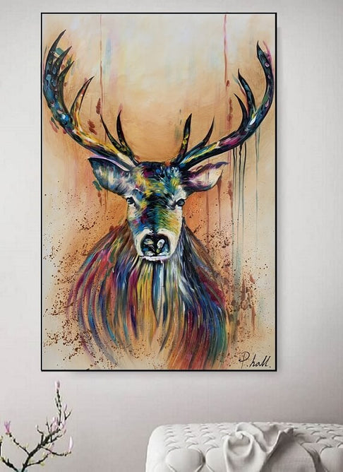 Olieverf schilderij Deer Dear 120 x 80 cm