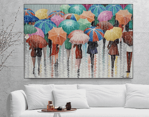 Olieverf schilderij Raining 120 x 80 cm