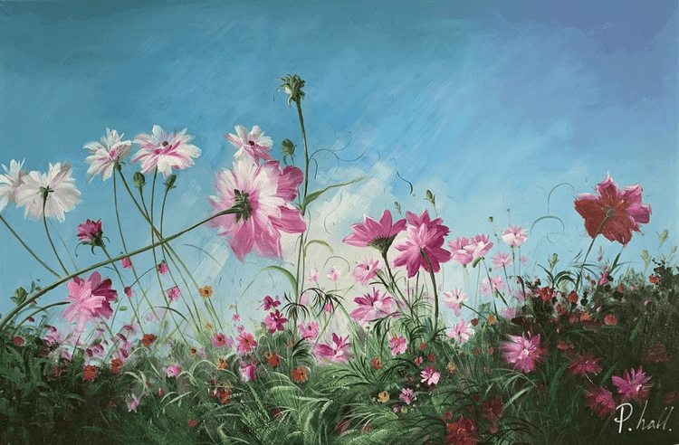Olieverf schilderij Flowery 120 x 80 cm