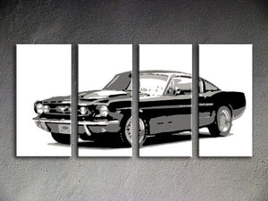 Popart schilderij Ford Mustang 4 delig