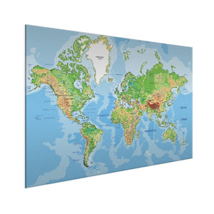 Wereldkaart op aluminium - Geografisch