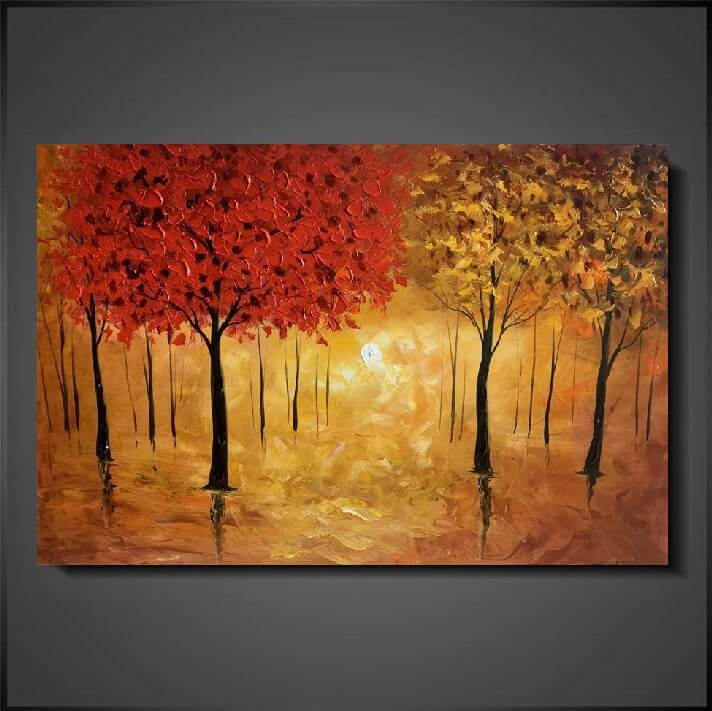 Olieverf schilderij Golden Forest 120 x 80 cm